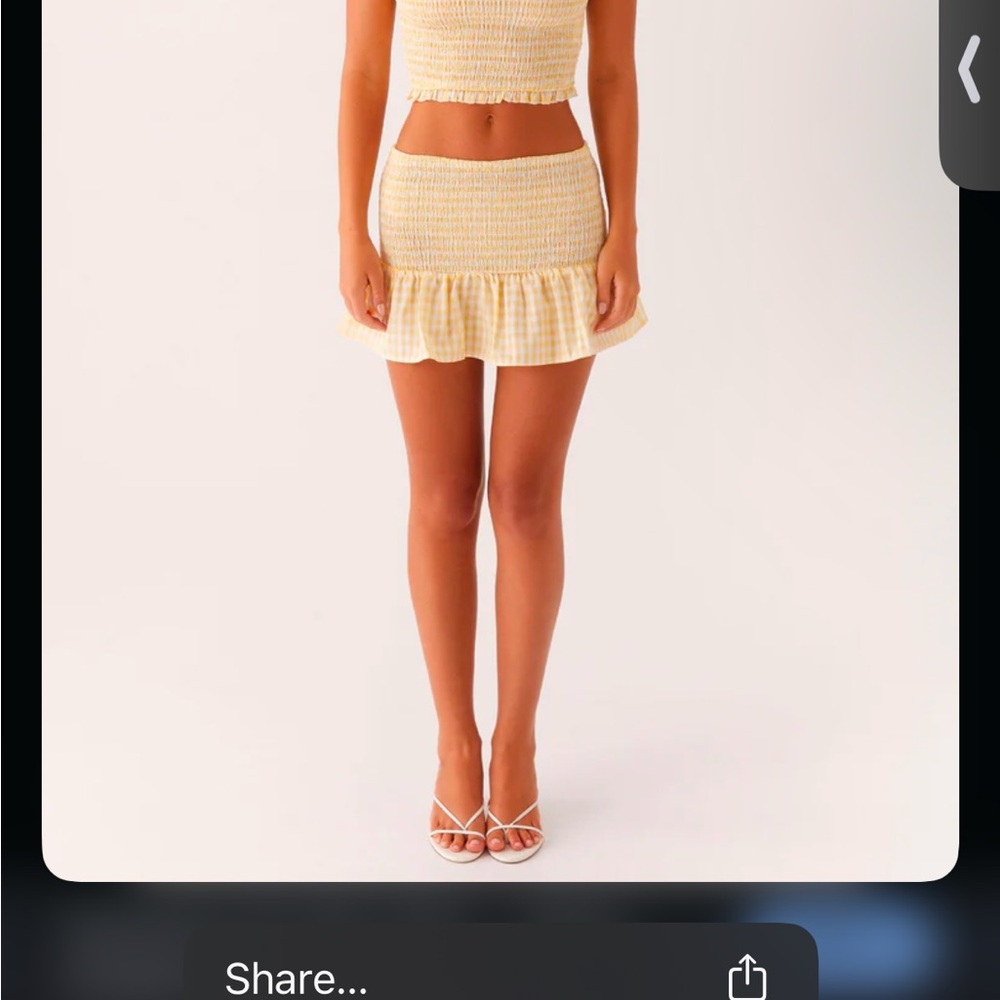 Peppermayo Cream Bubble Mini Skirt Ruffled Smocked and top set